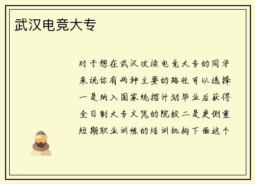 武汉电竞大专